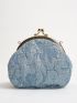 Mini Faux Pearl Decor Kiss Lock Chain Novelty Bag