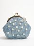 Mini Faux Pearl Decor Kiss Lock Chain Novelty Bag