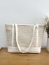 Contrast Binding Straw Bag