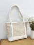 Contrast Binding Straw Bag