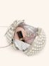 Mini Rhinestone & Faux Pearl Decor Chain Circle Bag