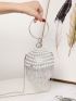 Mini Rhinestone & Faux Pearl Decor Chain Circle Bag