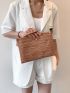 Croc Embossed Clutch Bag