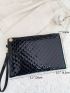 Holographic Quilted Detail Clutch Bag With Wristlet