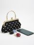 Mini Faux Pearl Beaded Quilted Kiss Lock Square Bag