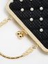 Mini Faux Pearl Beaded Quilted Kiss Lock Square Bag
