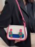 Mini Color Block Buckle Decor Flap Saddle Bag