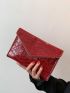 Crocodile Embossed Flap Square Bag