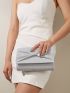 Glitter Decor Ruched Detail Chain Square Bag