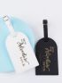 2pcs Couple Metallic Slogan Graphic Luggage Tag
