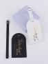 2pcs Couple Metallic Slogan Graphic Luggage Tag