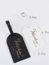 2pcs Couple Metallic Slogan Graphic Luggage Tag