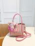 Twilly Scarf Decor Turn Lock Bucket Bag With Inner Pouch