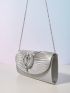Satin Flower Decor Square Bag