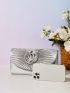 Satin Flower Decor Square Bag