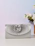 Satin Flower Decor Square Bag