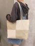 Checkered Large Capacity Shoulder Tote Bag