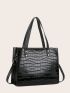 4pcs Crocodile Embossed Shoulder Tote Bag Set