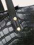 4pcs Crocodile Embossed Shoulder Tote Bag Set