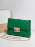 Quilted Pattern Flap Chain Square Bag