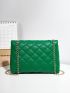 Quilted Pattern Flap Chain Square Bag