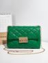 Quilted Pattern Flap Chain Square Bag