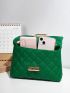 Quilted Pattern Flap Chain Square Bag
