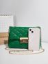 Quilted Pattern Flap Chain Square Bag