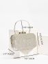 Rhinestone Fringe Decor Top Handle Box Bag