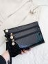 Artificial Patent Leather Stitch Detail Square Bag