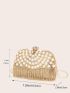 Mini Rhinestone & Faux Pearl & Fringe Decor Box Bag