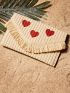 Fringe Trim Heart Embroidery Straw Bag