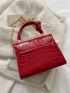 Mini Crocodile Embossed Chain Flap Square Bag, Mothers Day Gift For Mom