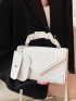 Chevron Ruched Strap Square Bag With Purse