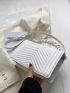 Chevron Ruched Strap Square Bag With Purse