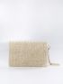 Metal Design Flap Straw Bag