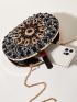 Mini Allover Rhinestone Decor Chain Box Bag