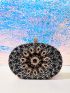Mini Allover Rhinestone Decor Chain Box Bag