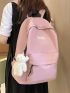 Letter Patch Decor Functional Backpack Without Bag Charm