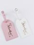 2pcs Couple Metallic Slogan Graphic Luggage Tag