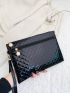 Artificial Patent Leather Stitch Detail Square Bag
