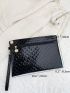 Artificial Patent Leather Stitch Detail Square Bag