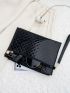 Artificial Patent Leather Stitch Detail Square Bag