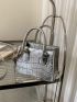 Mini Crocodile Embossed Square Bag