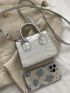 Mini Crocodile Embossed Square Bag