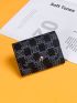 Allover Graphic Snap Button Card Holder