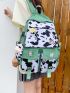 Cow Print Buckle Decor Functional Backpack