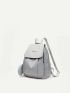 Metal Decor Flap Backpack With Coin Purse
