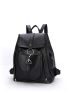 Horsebit Decor Litchi Embossed Flap Backpack