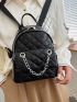 Mini Quilted Detail Chain Decor Functional Backpack